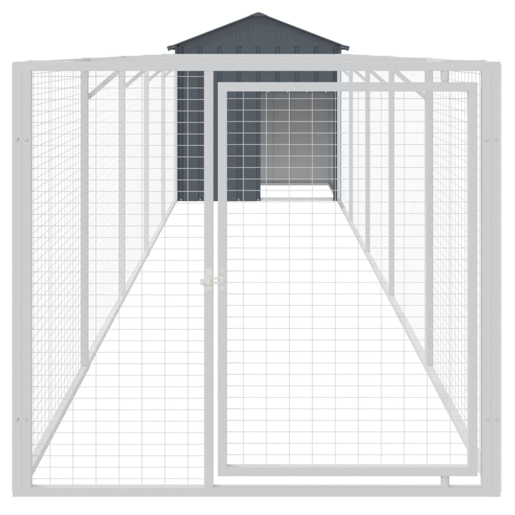 Vidaxl Hond Loftt mat Daach 117x6x9x123 cm galvaniséiert Stol Anthracit