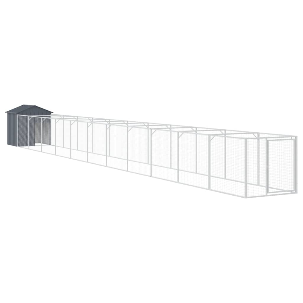 Vidaxl Dog Loft avec toit 117x1221x123 cm Anthracite en acier -colore