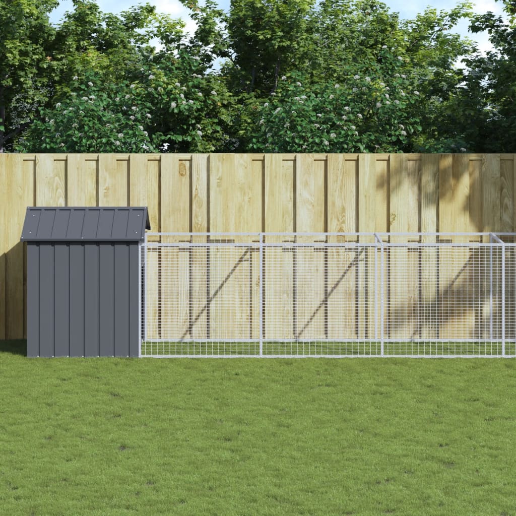 Vidaxl Dog Loft avec toit 117x1221x123 cm Anthracite en acier -colore