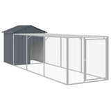 Vidaxl Chicken Coop s run 117x405x123 cm galvanizovaný ocelový antracit