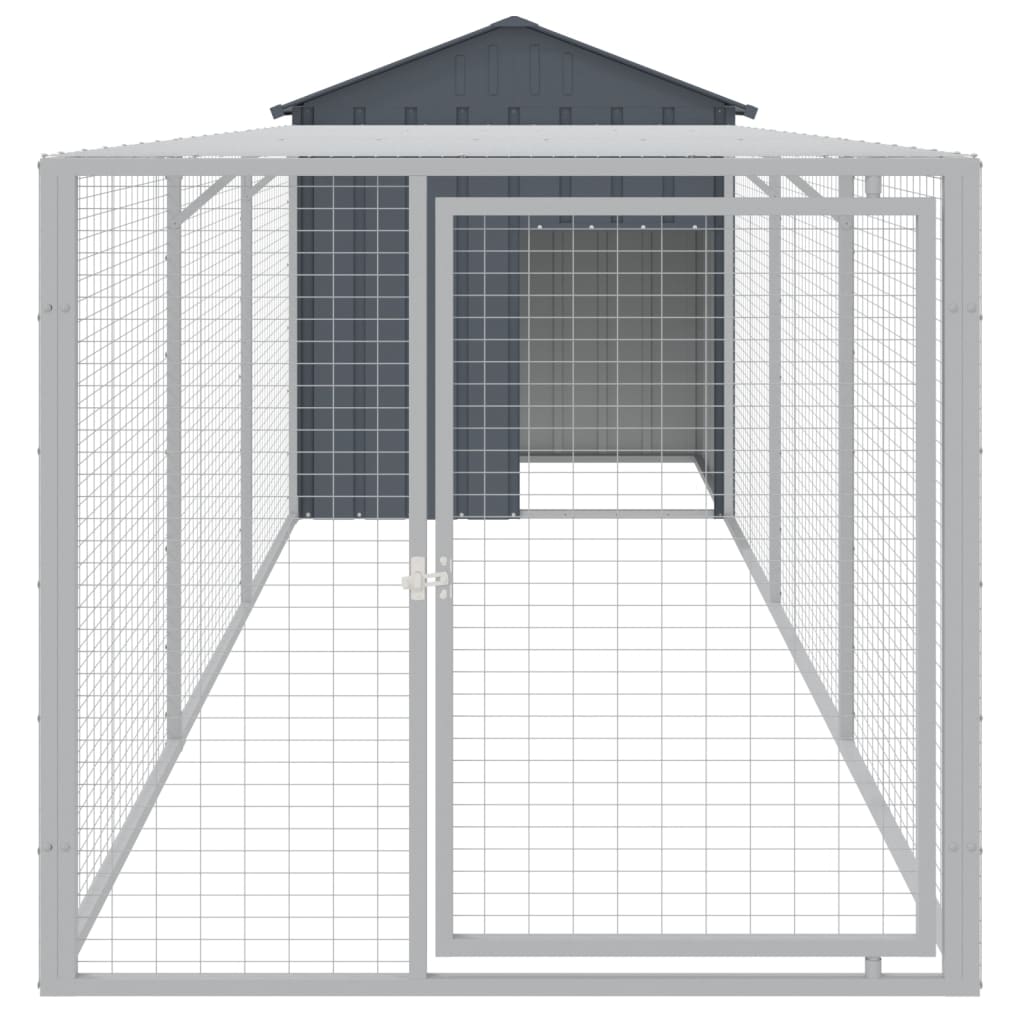Vidaxl Chicken Coop s run 117x405x123 cm galvanizovaný ocelový antracit