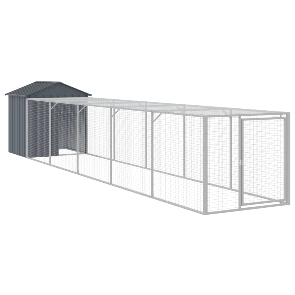 Kuřecí kooperační koopera s run 117x609x123 cm galvanizovaný ocelový antracit
