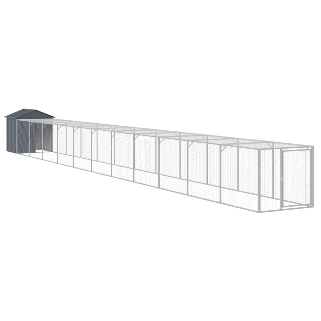 Poulet Vidaxl avec Run 117x1221x123 cm Anthracite en acier -colore
