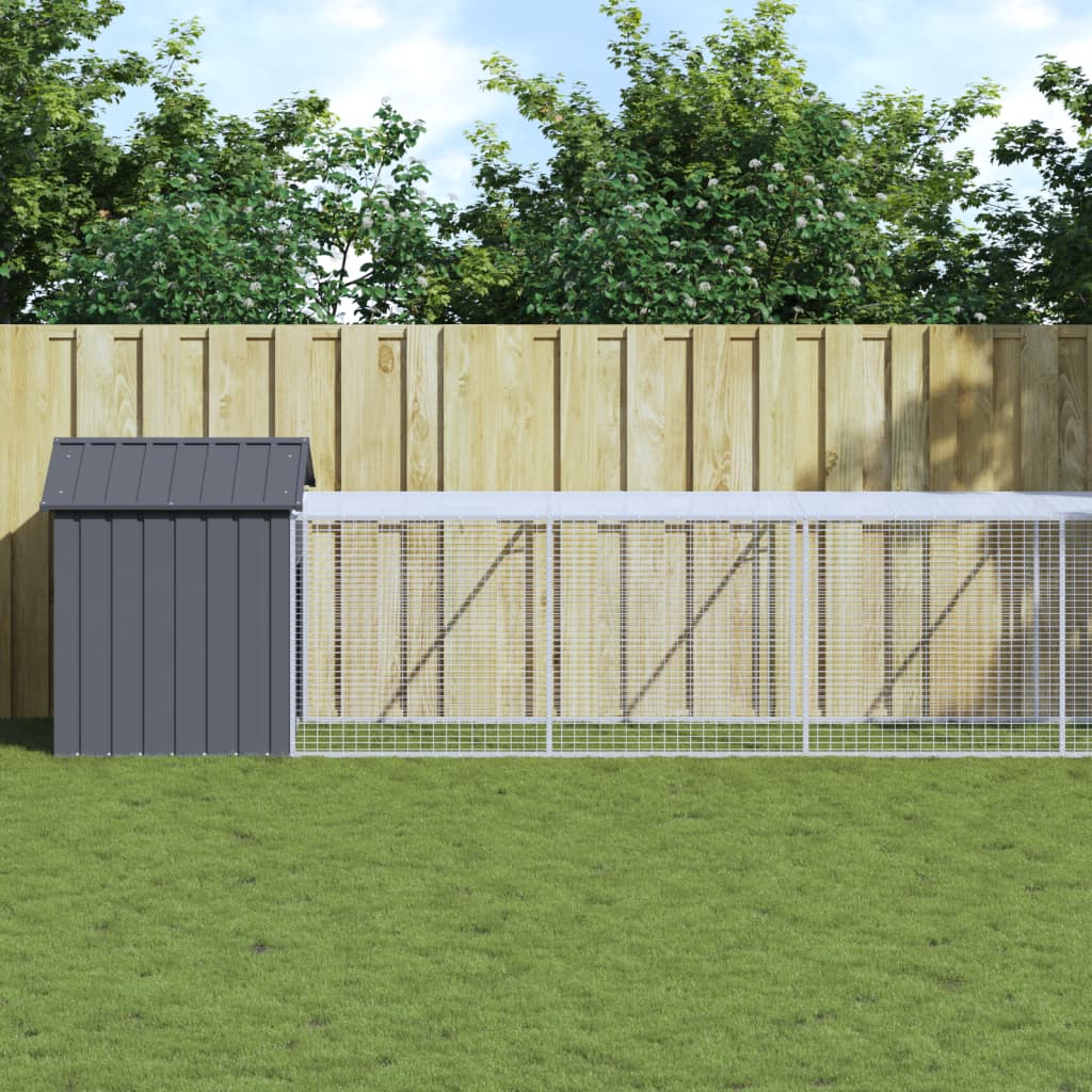Poulet Vidaxl avec Run 117x1221x123 cm Anthracite en acier -colore