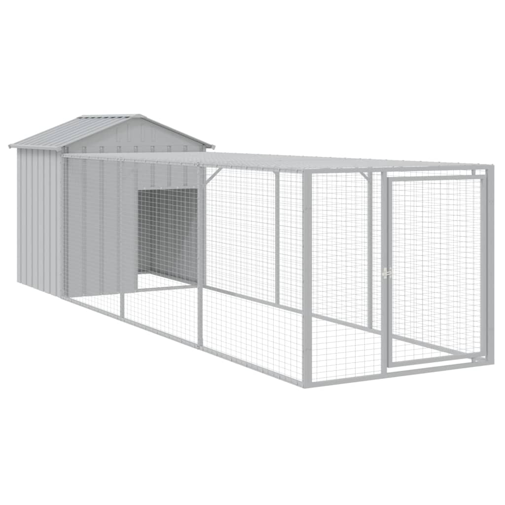 Vidaxl Chicken Coop s run 117x405x123 cm ocel světle šedá