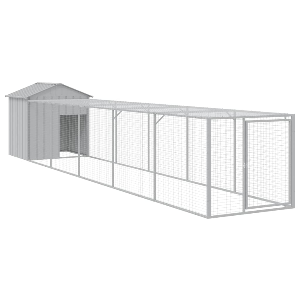 Vidaxl Chicken coop with run 117x609x123 cm steel light gray