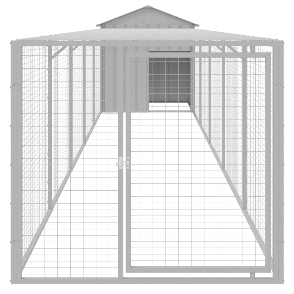 Vidaxl Chicken coop with run 117x609x123 cm steel light gray