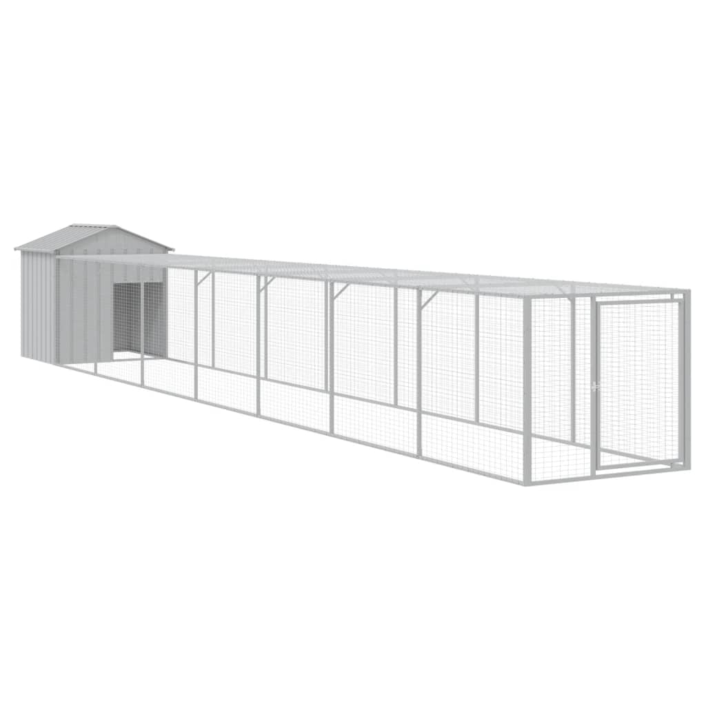 Vidaxl Chicken Coop s Run 117x813x123 cm ocel světle šedá