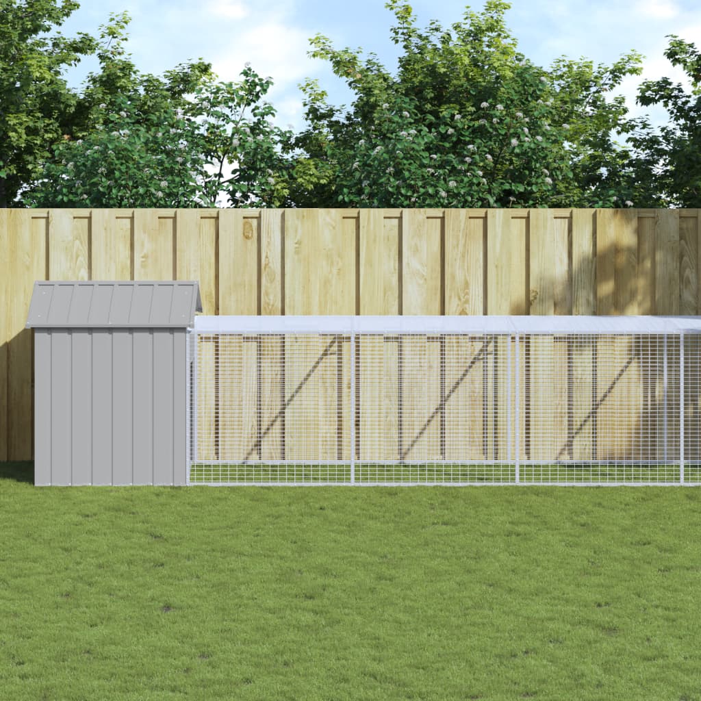 Vidaxl Chicken Coop s Run 117x813x123 cm ocel světle šedá