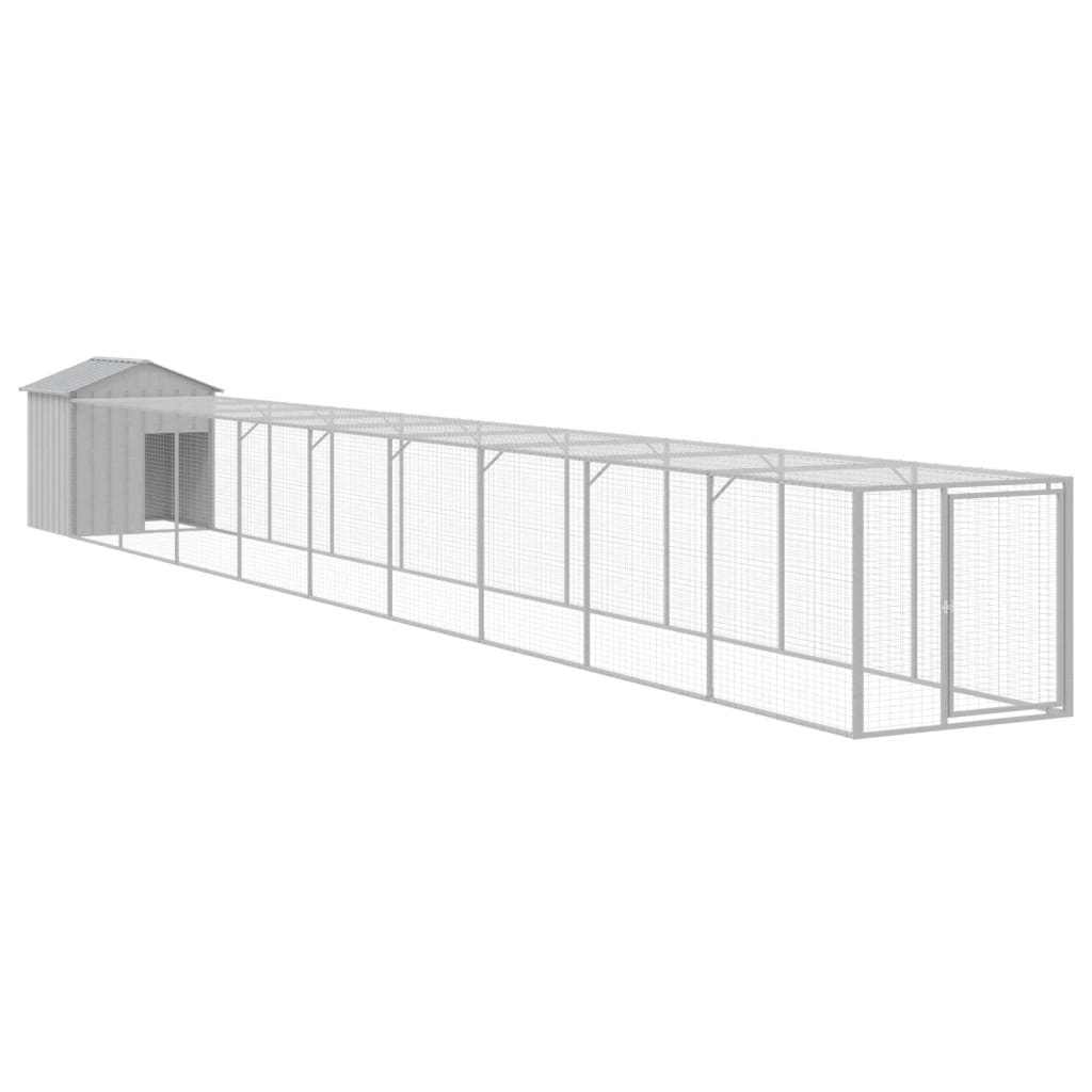 Vidaxl Chicken Coop s Run 117x1017x123 cm ocel světle šedá