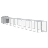 Vidaxl Chicken Coop s Run 117x1017x123 cm ocel světle šedá