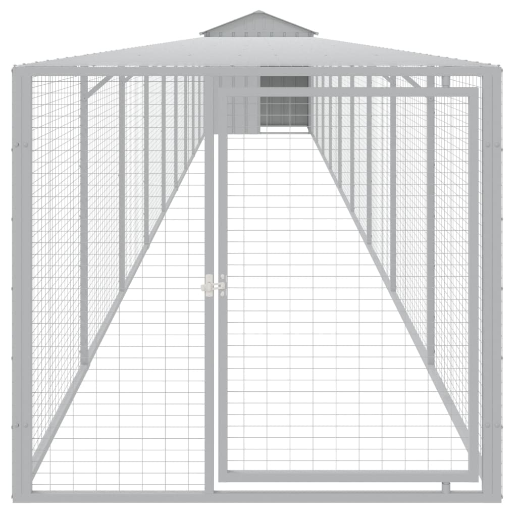 Vidaxl Chicken Coop s Run 117x1017x123 cm ocel světle šedá