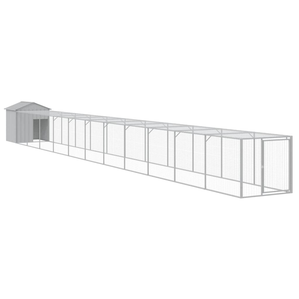 Poulet Vidaxl avec Run 117x1221x123 cm Gris clair en acier