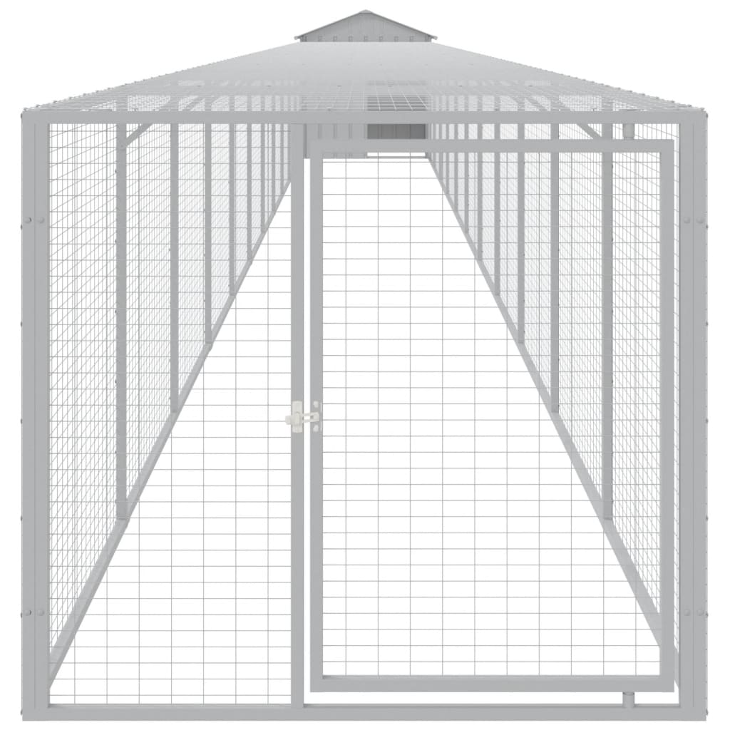 Poulet Vidaxl avec Run 117x1221x123 cm Gris clair en acier