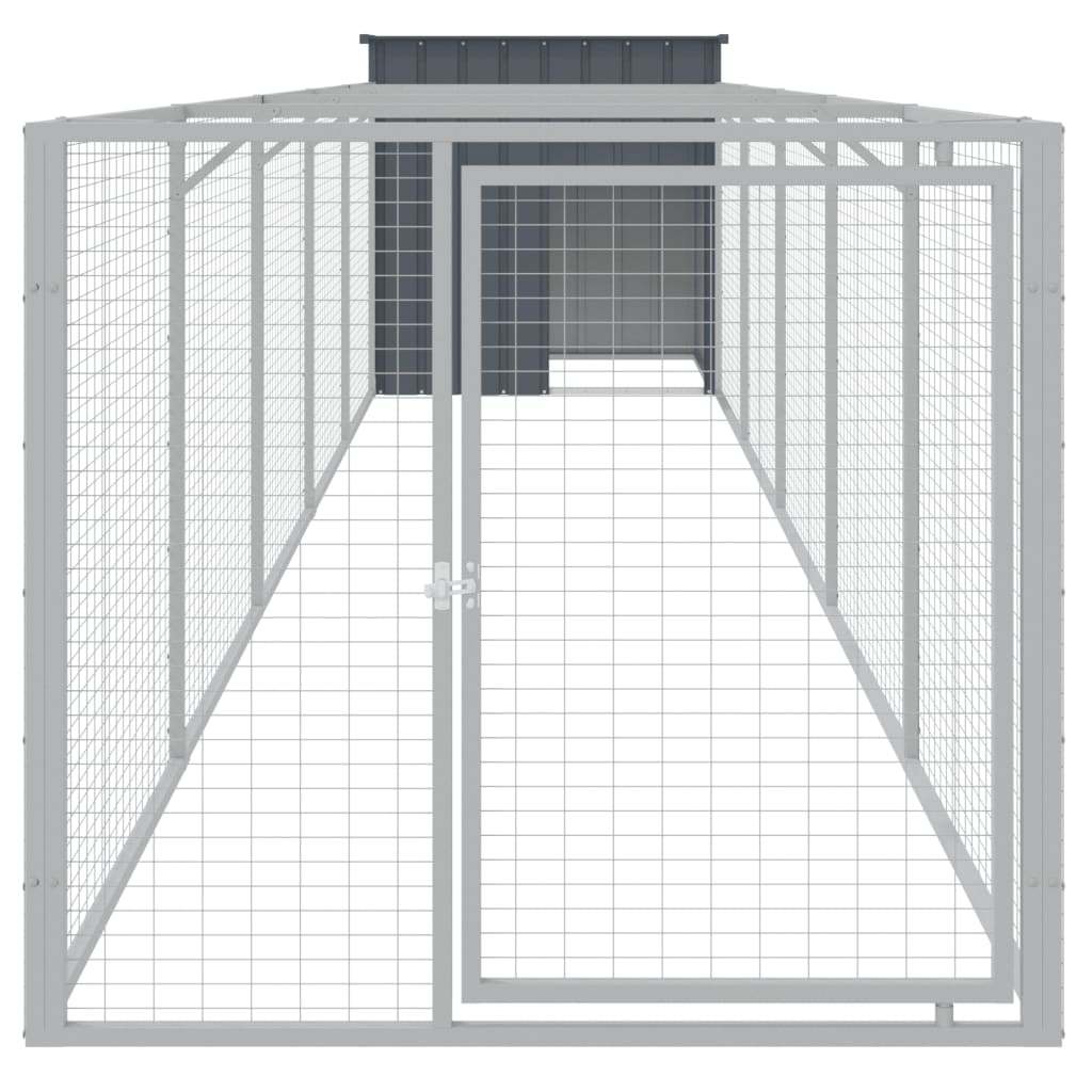 Vidaxl dog loft with run 110x609x110 cm galvanized steel anthracite