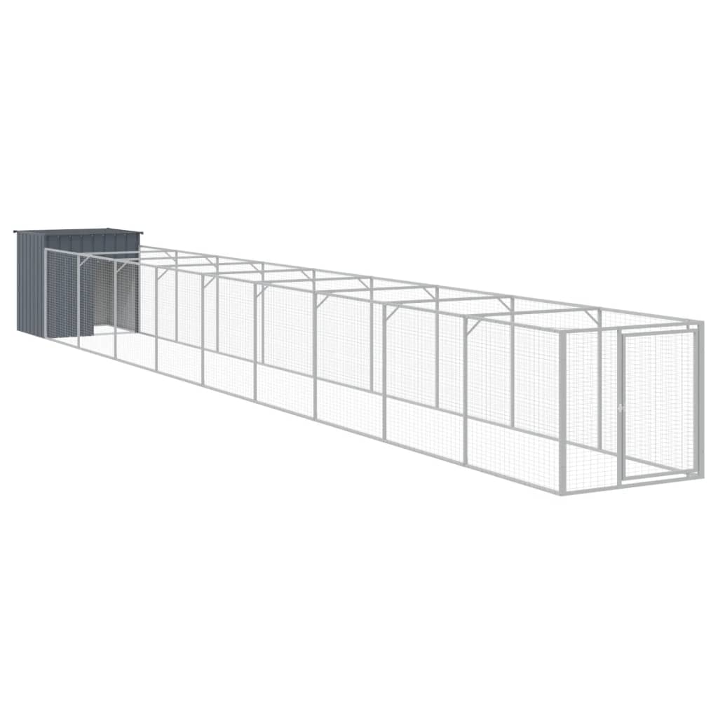 Vidaxl dog loft with run 110x1017x110 cm steel anthracite -colored