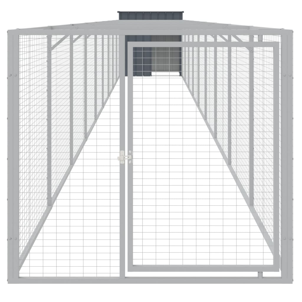 Vidaxl dog loft with run 110x1017x110 cm steel anthracite -colored