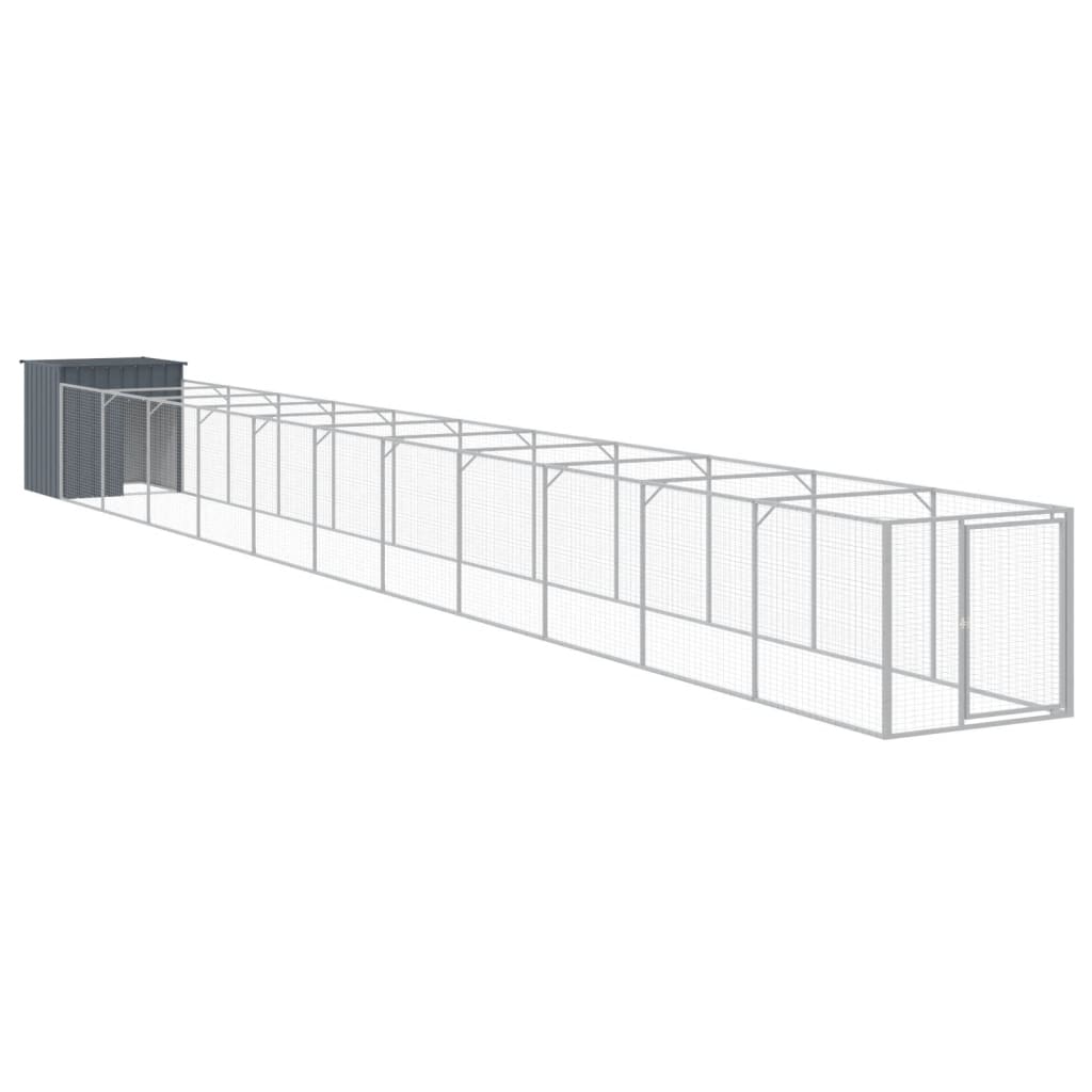 Vidaxl dog loft with run 110x1221x110 cm steel anthracite -colored