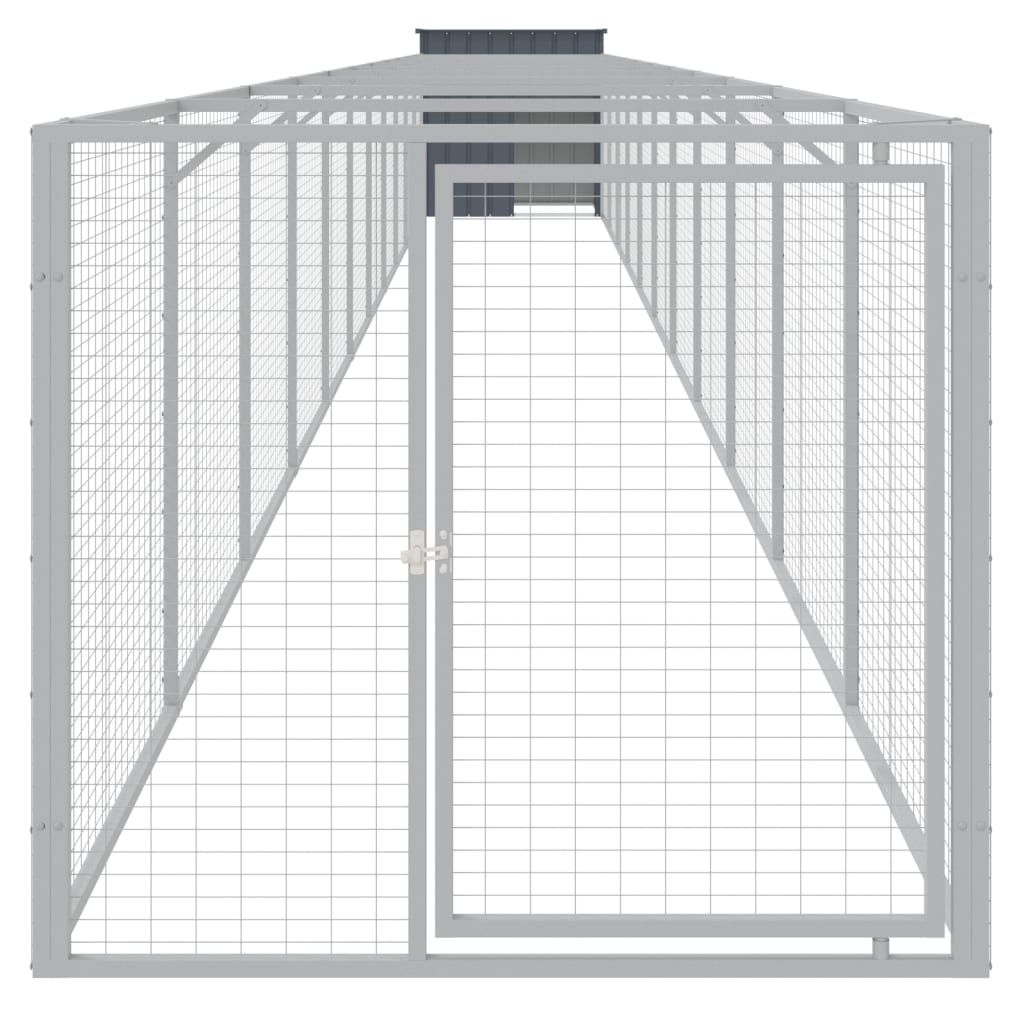 Vidaxl dog loft with run 110x1221x110 cm steel anthracite -colored