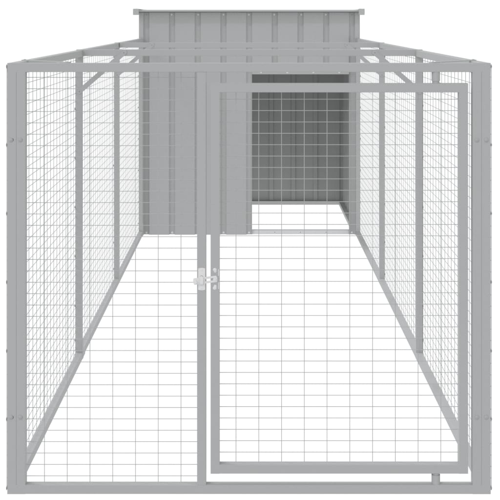 Loft Vidaxl psů s během 110x405x110 cm ocel světle šedá