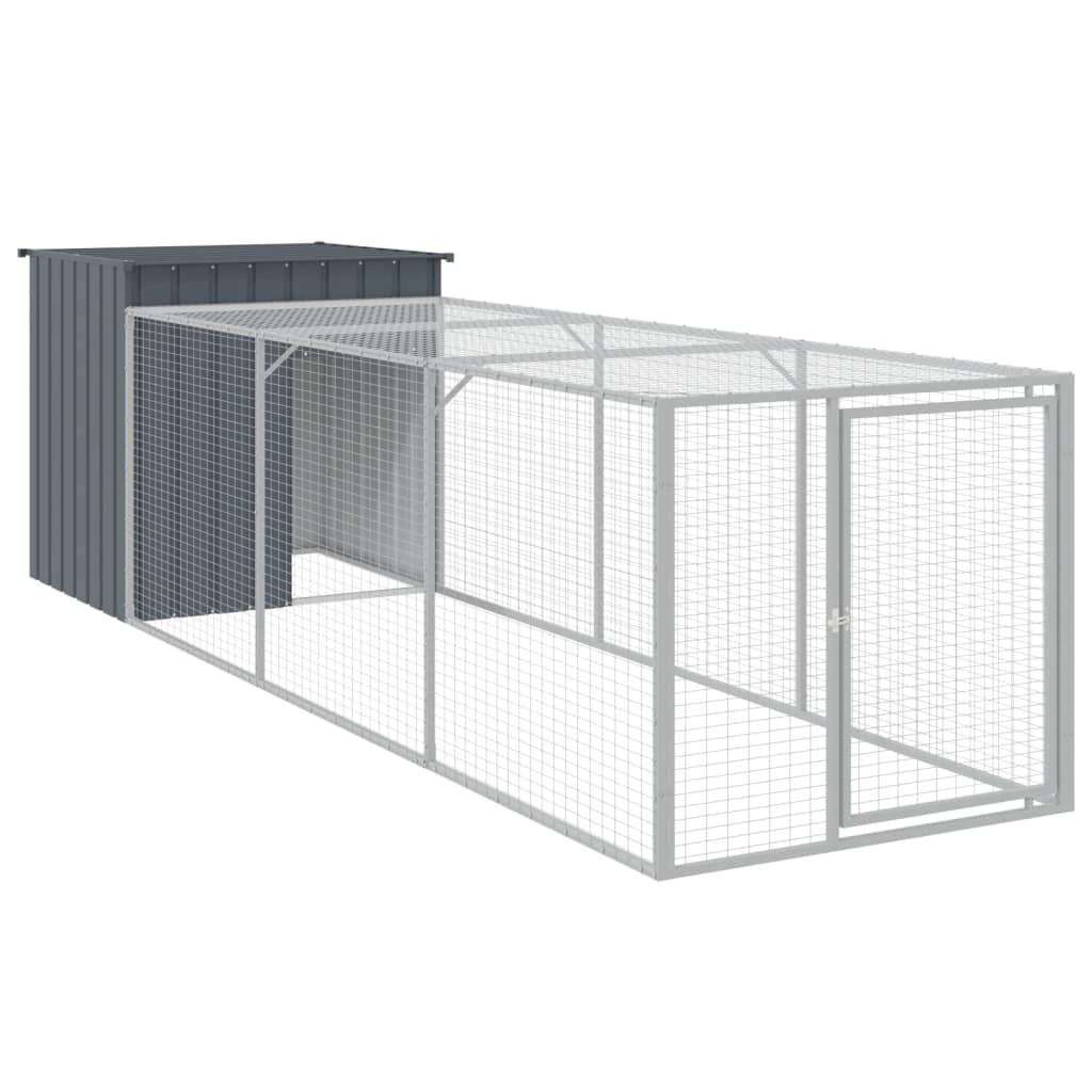 Vidaxl Chicken coop with run 110x405x110 cm galvanized steel anthracite