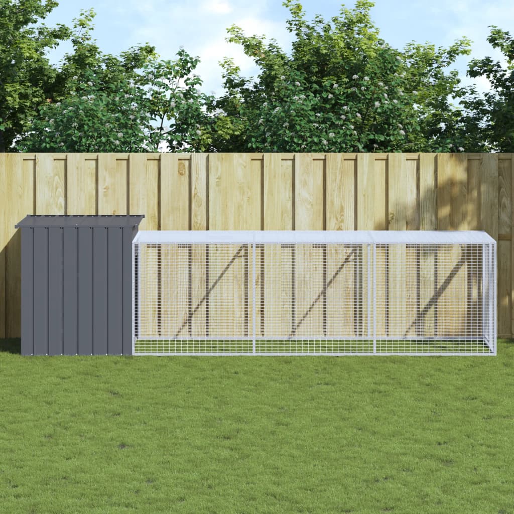 Vidaxl Chicken coop with run 110x405x110 cm galvanized steel anthracite