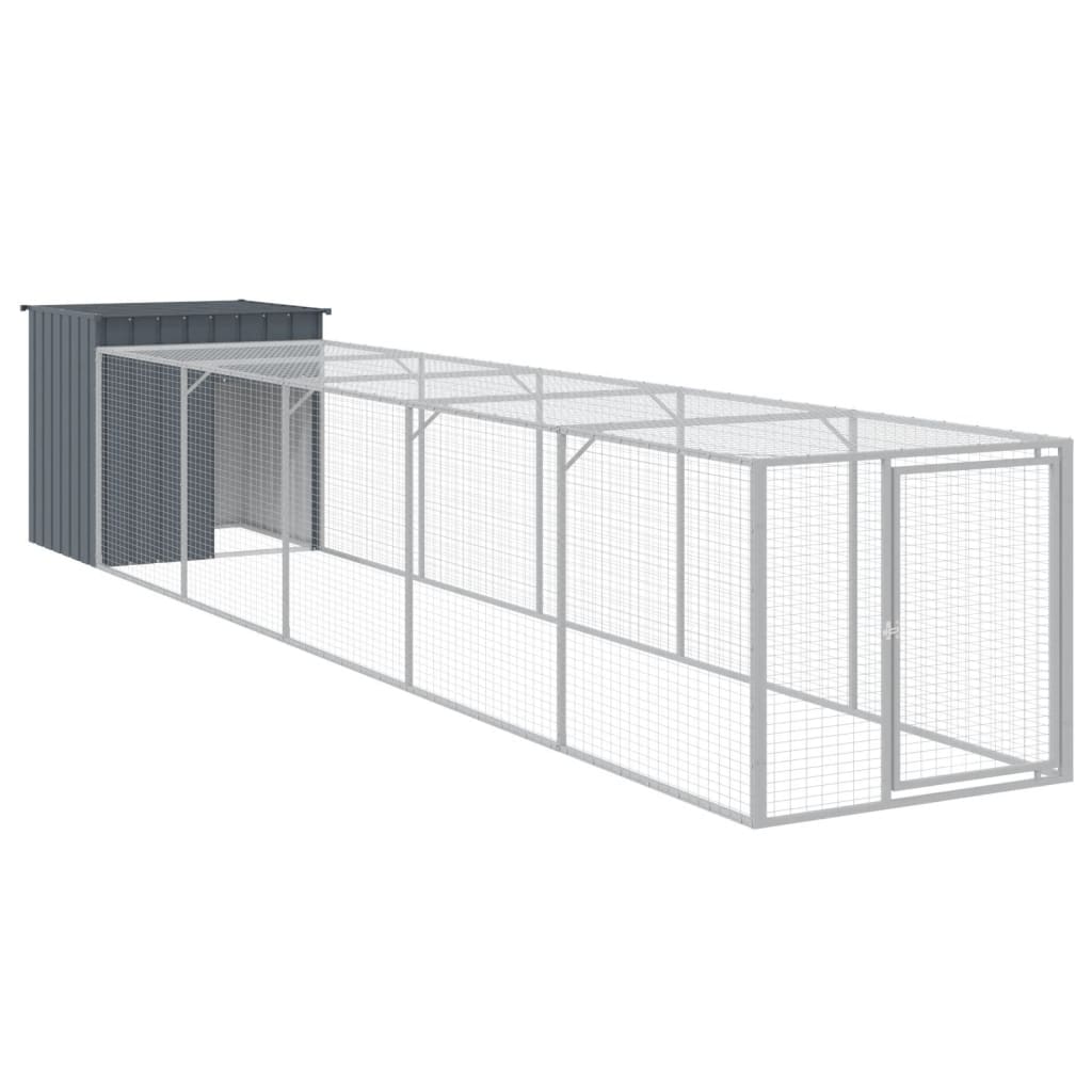Vidaxl Chicken Coop s run 110x609x110 cm galvanizovaný ocelový antracit