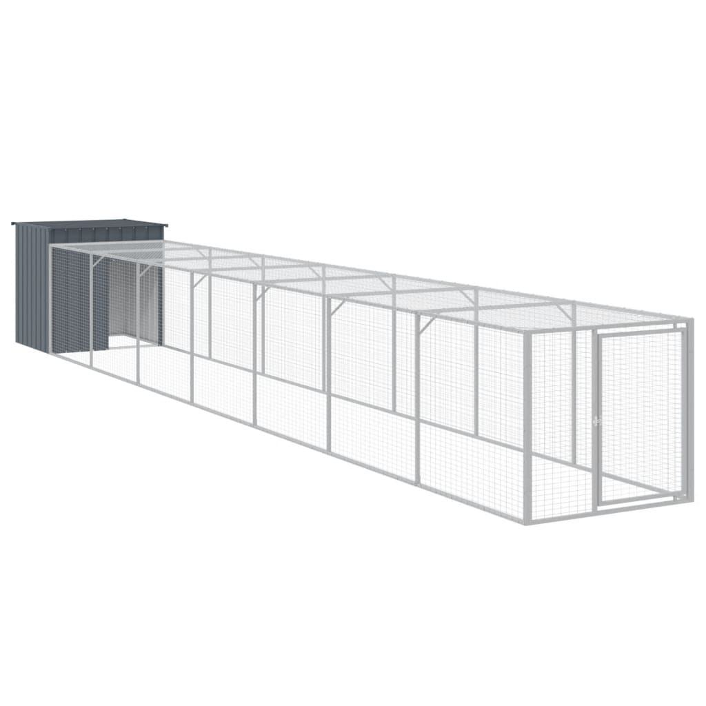 Poulet Vidaxl avec Run 110x813x110 cm Anthracite en acier galvanisé