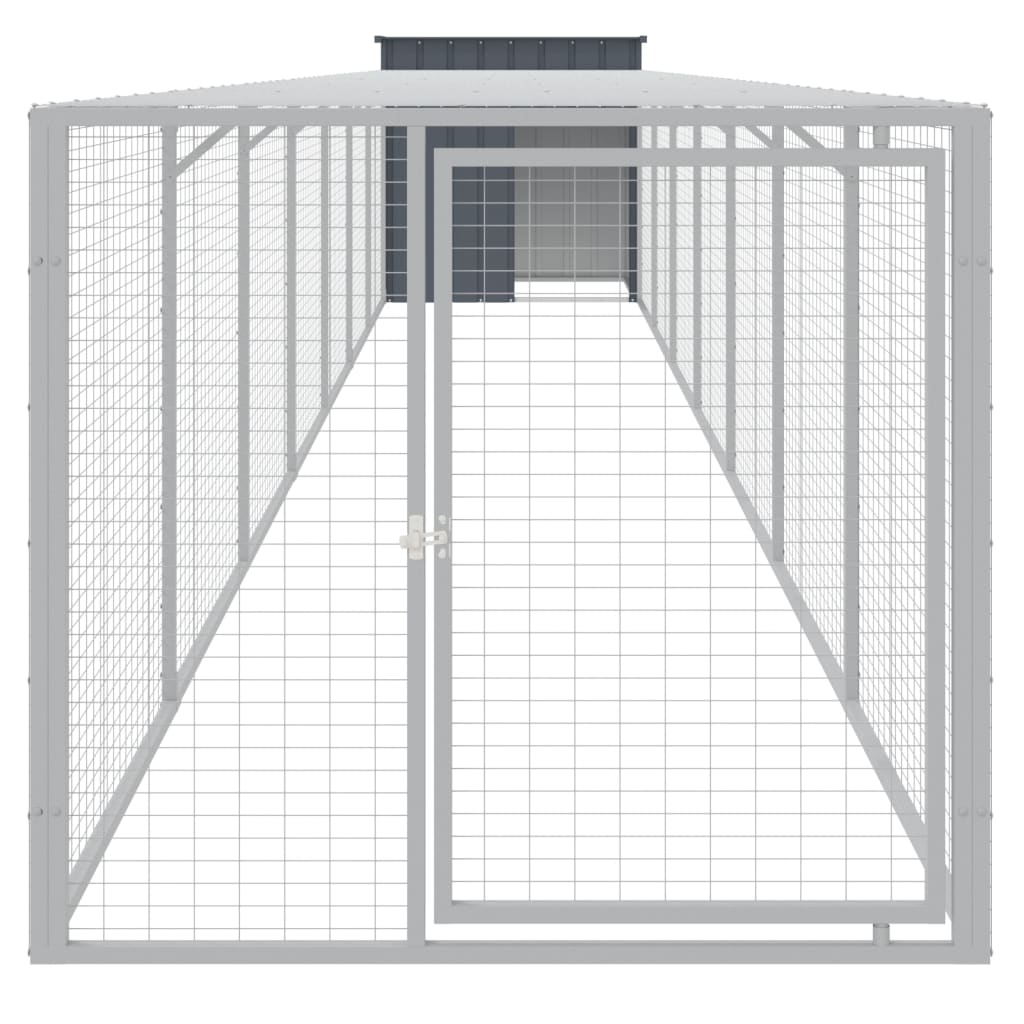 Poulet Vidaxl avec Run 110x813x110 cm Anthracite en acier galvanisé