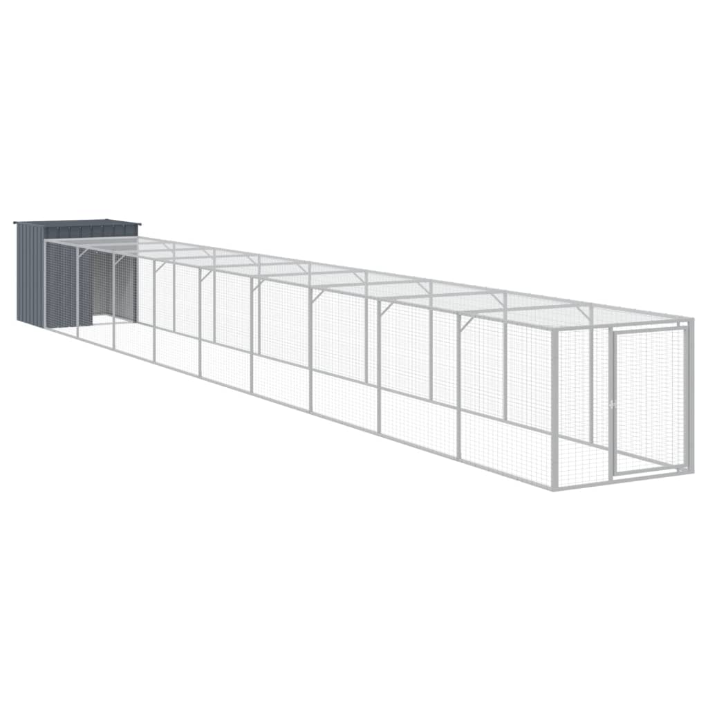Poulet Vidaxl avec Run 110x1017x110 cm Anthracite en acier
