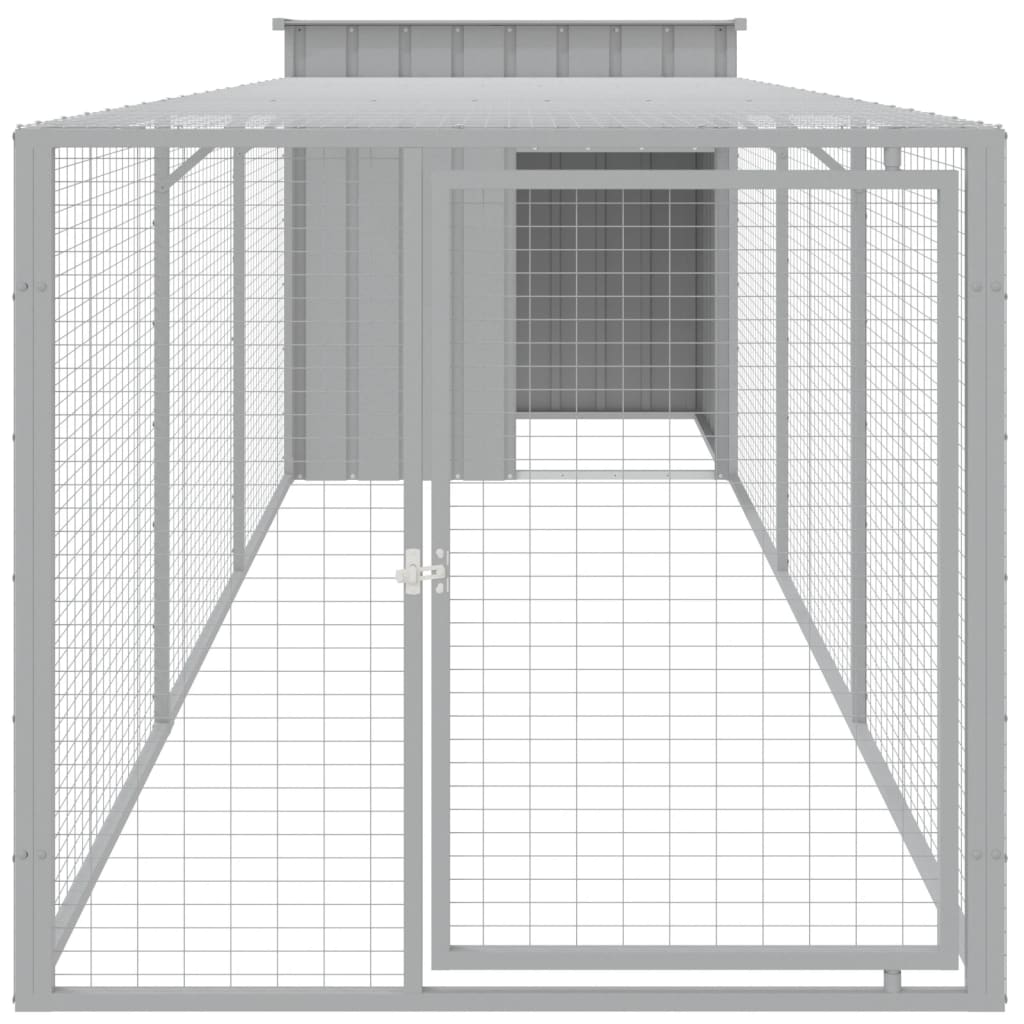 Vidaxl Chicken Coop s run 110x405x110 cm ocel světle šedá