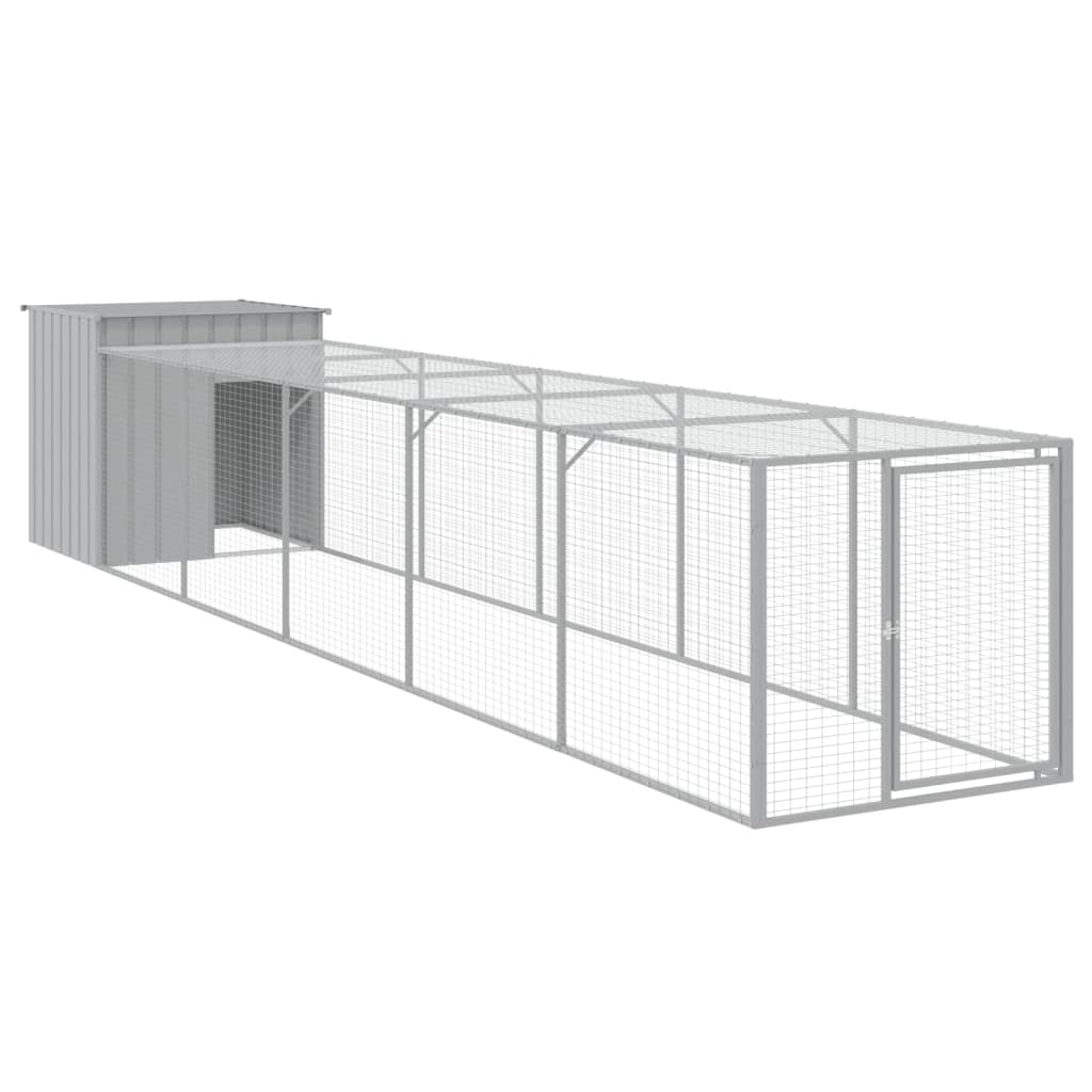 Vidaxl Chicken Coop s run 110x609x110 cm ocel světle šedá