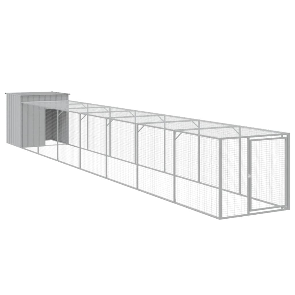 Vidaxl Chicken Coop s run 110x813x110 cm ocel světle šedá
