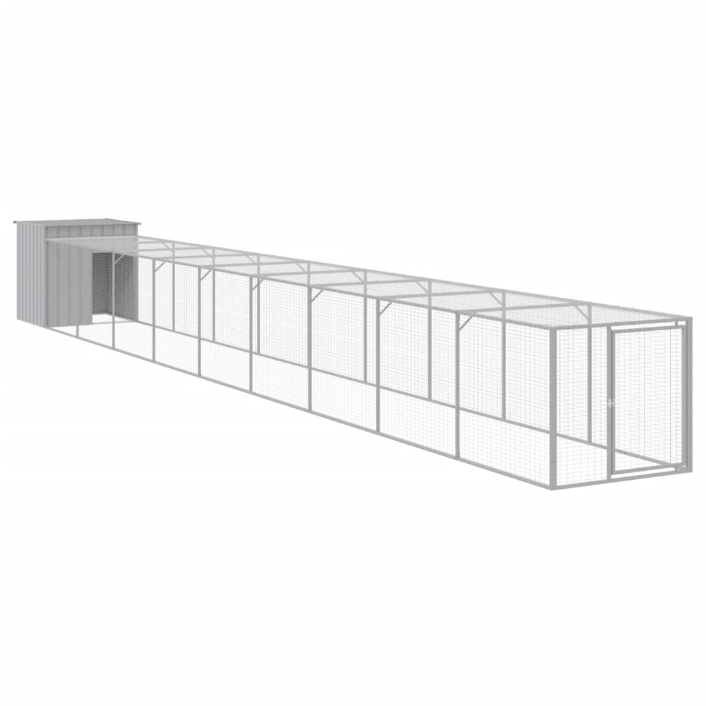 Vidaxl Chicken coop with run 110x1017x110 cm steel light gray