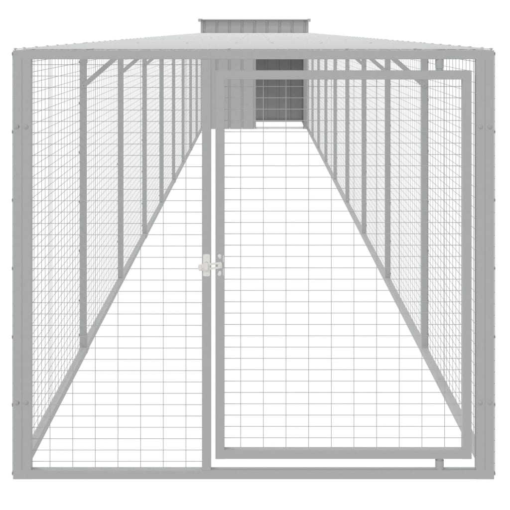 Vidaxl Chicken coop with run 110x1017x110 cm steel light gray