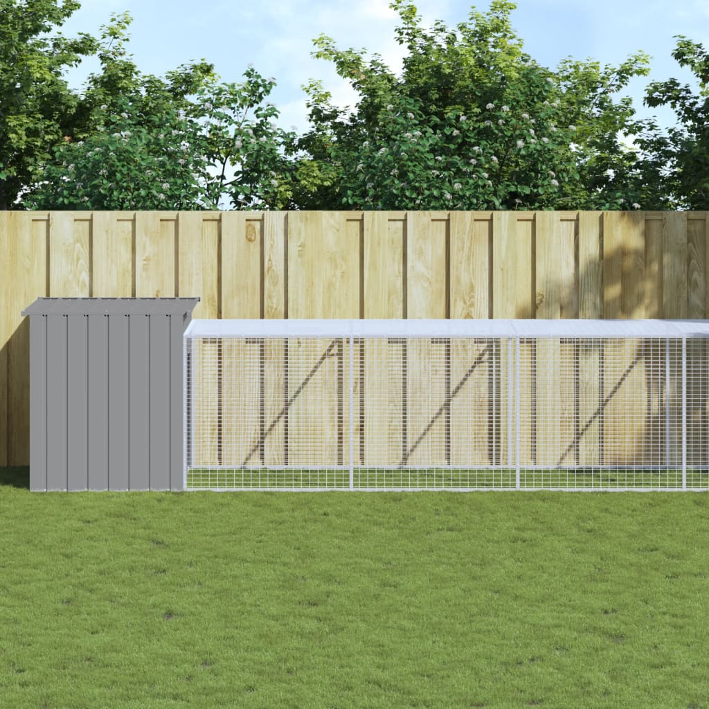 Vidaxl Chicken coop with run 110x1017x110 cm steel light gray