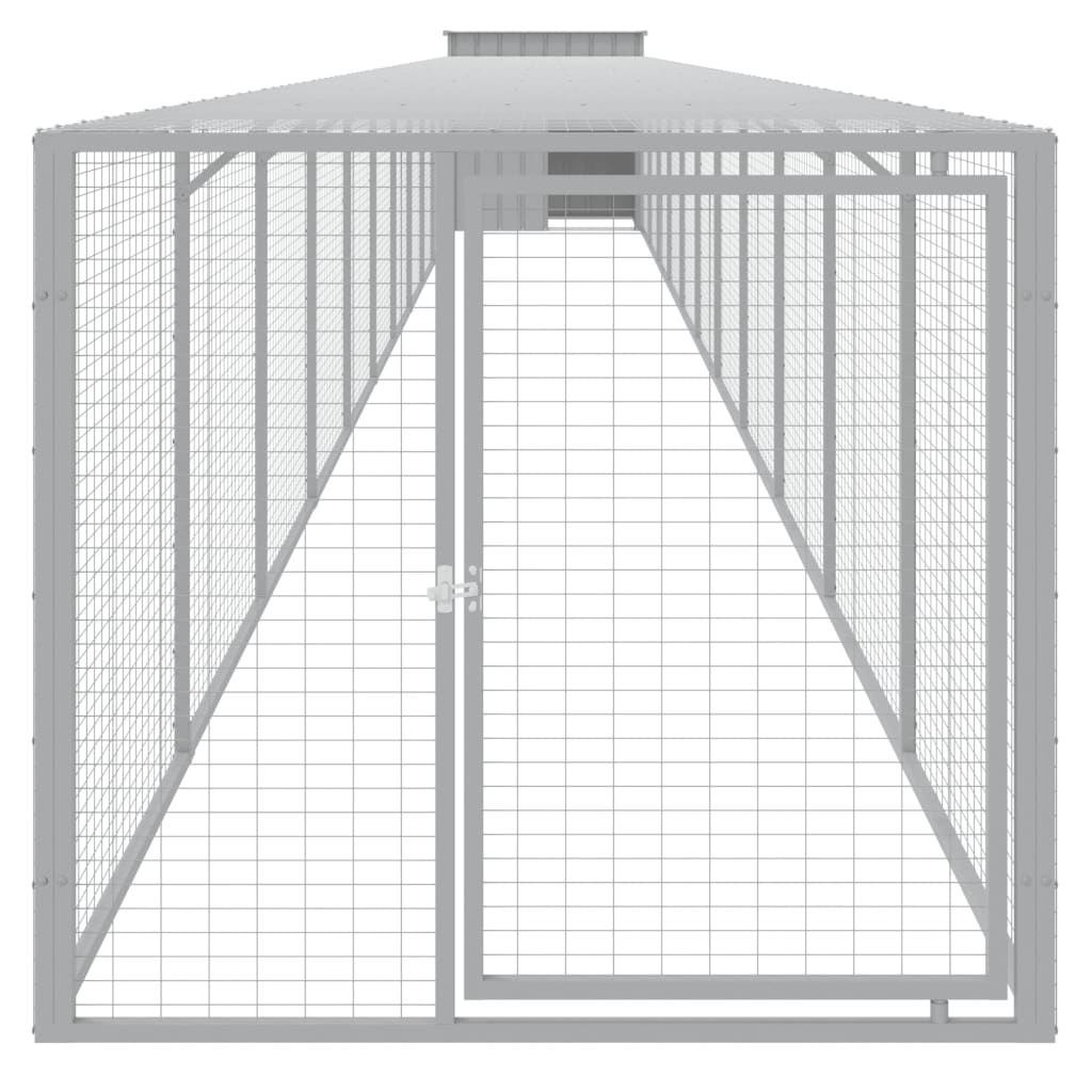 Vidaxl Chicken coop with run 110x1221x110 cm steel light gray