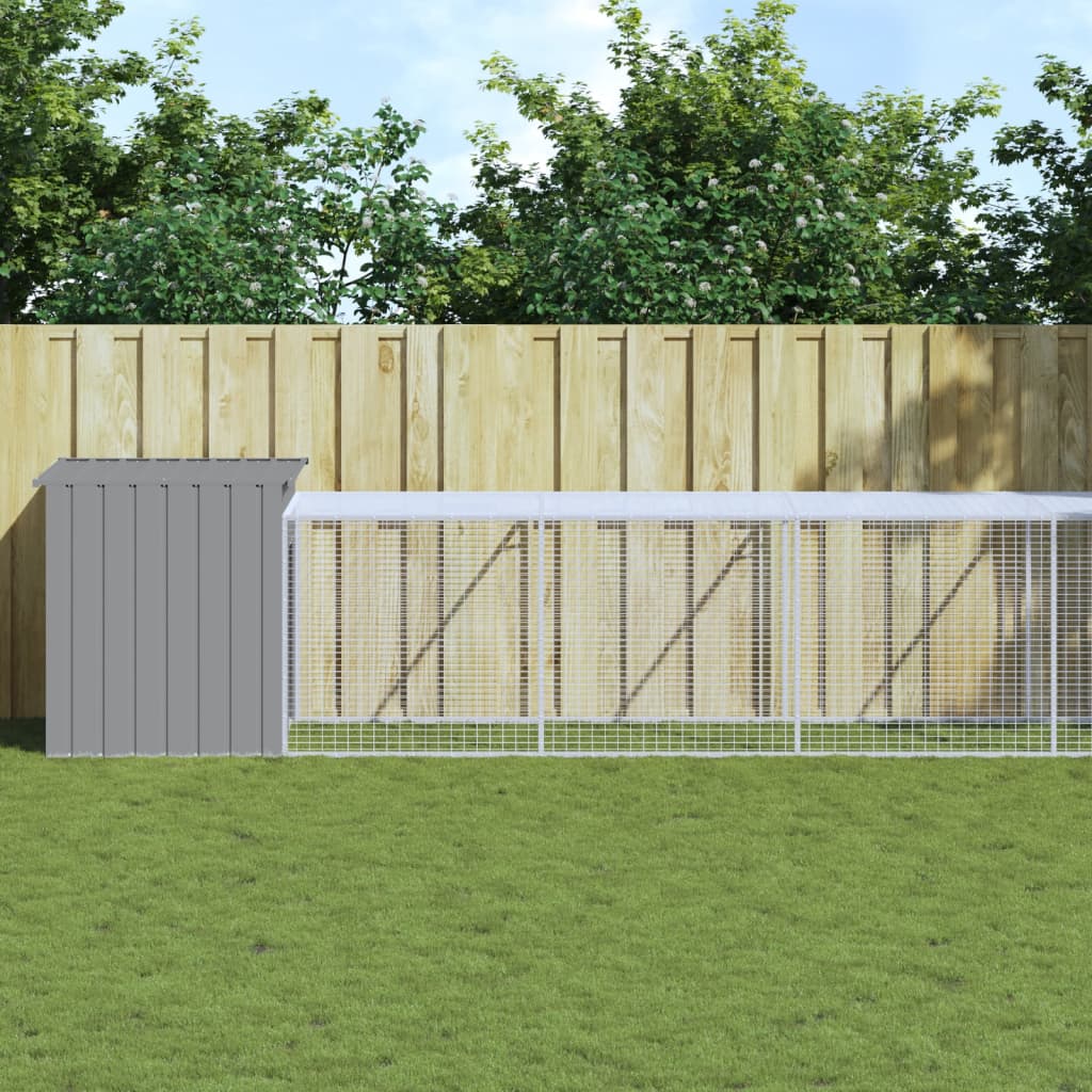 Vidaxl Chicken coop with run 110x1221x110 cm steel light gray