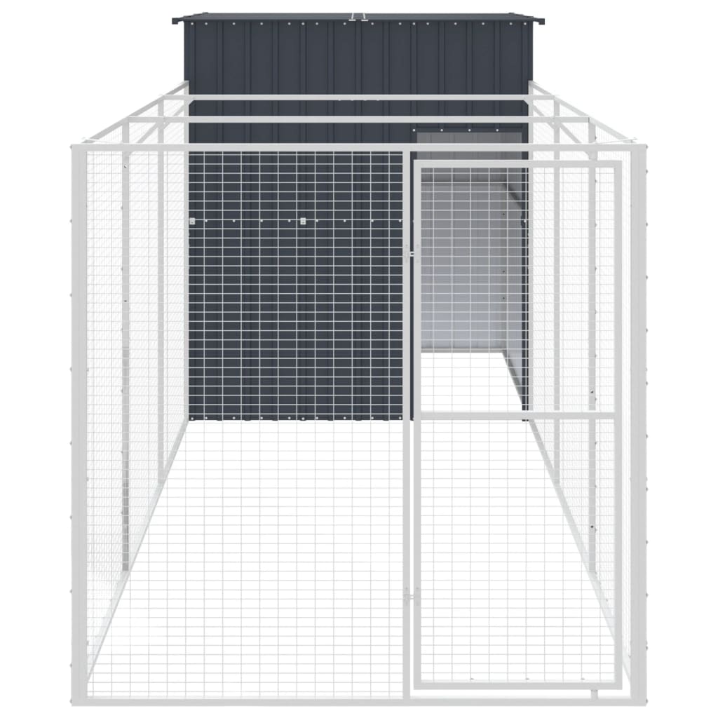 Vidaxl dog loft with run 165x455x181 cm galvanized steel anthracite