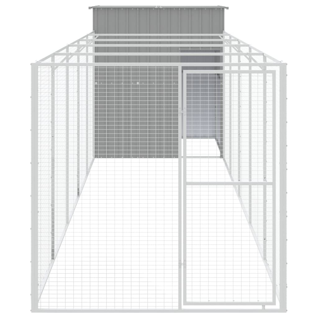 Loft Vidaxl psů s během 165x659x181 cm Galvanizovaná ocel šedá