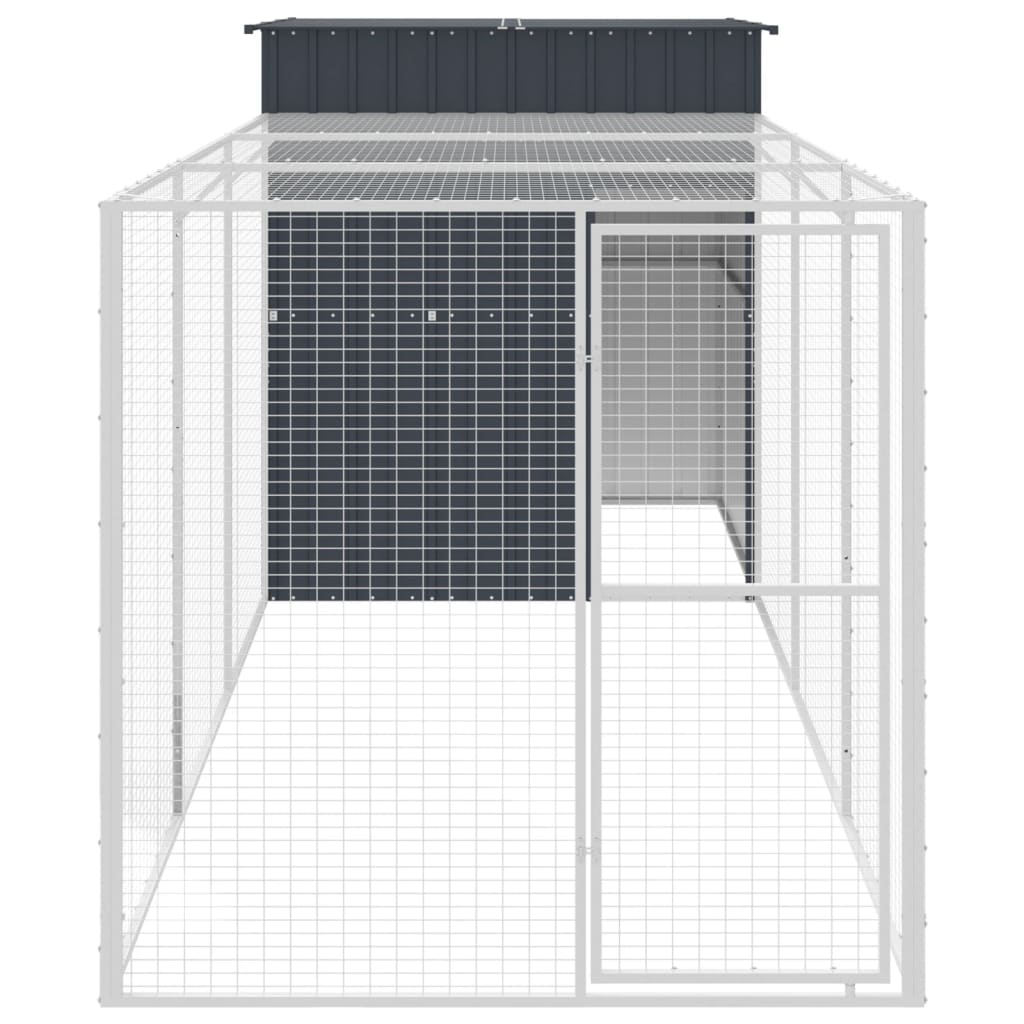 Vidaxl Chicken coop with run 165x455x181 cm galvanized steel anthracite