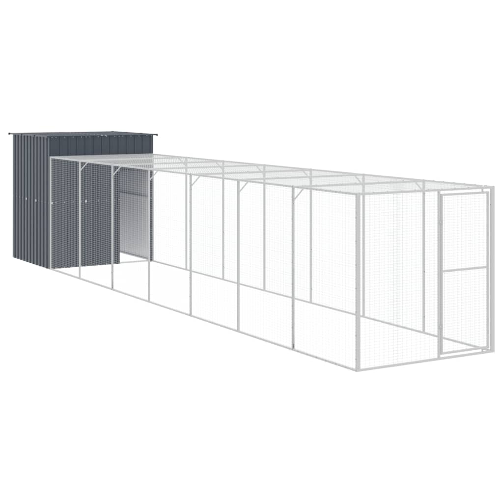 Vidaxl Chicken coop with run 165x863x181 cm galvanized steel anthracite