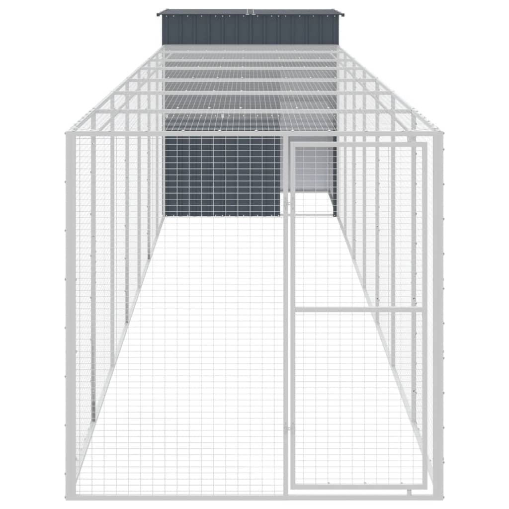 Vidaxl Chicken coop with run 165x863x181 cm galvanized steel anthracite