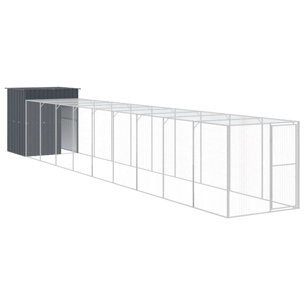 Vidaxl Chicken Coop s během 165x1067x181 cm ocelový antracit