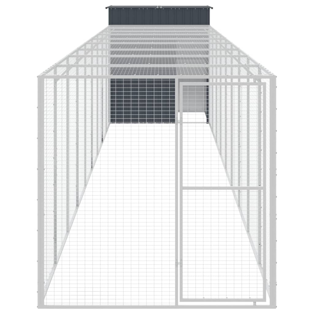 Vidaxl Chicken Coop s během 165x1067x181 cm ocelový antracit