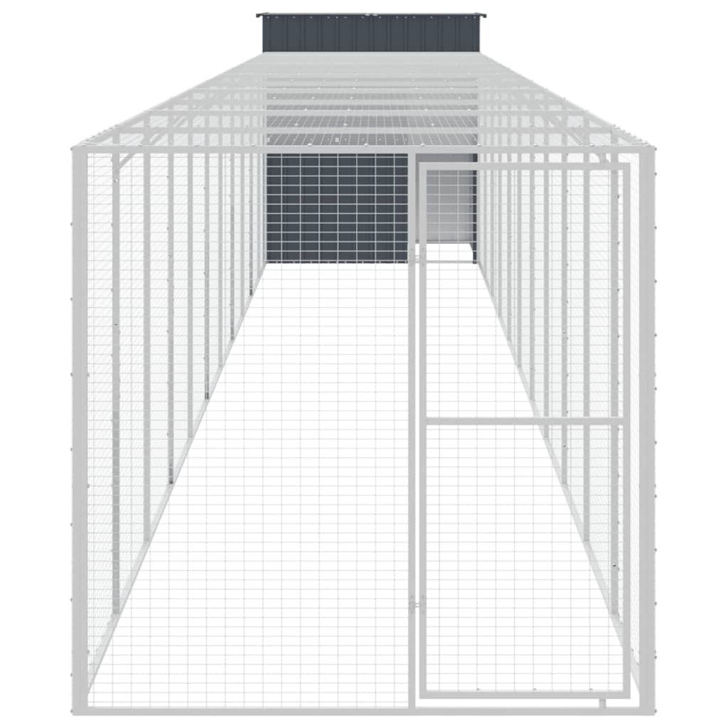 Vidaxl Chicken Coop s během 165x1271x181 cm ocelový antracit