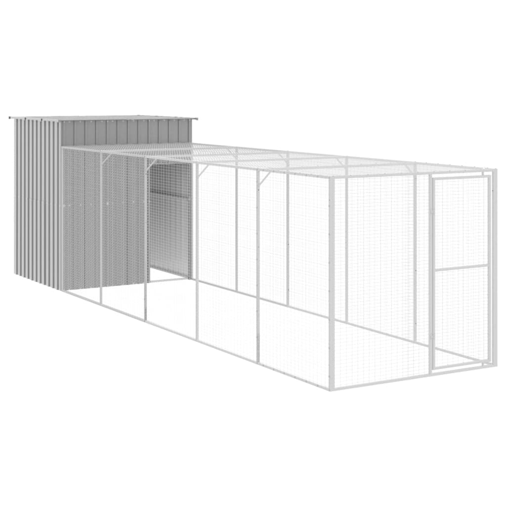 Vidaxl Chicken coop with run 165x659x181 cm steel light gray