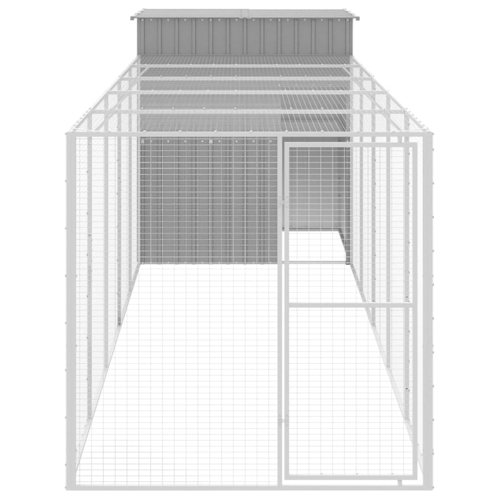 Vidaxl Chicken coop with run 165x659x181 cm steel light gray