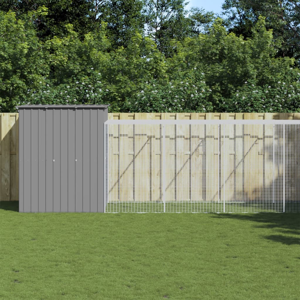 Vidaxl Chicken coop with run 165x659x181 cm steel light gray