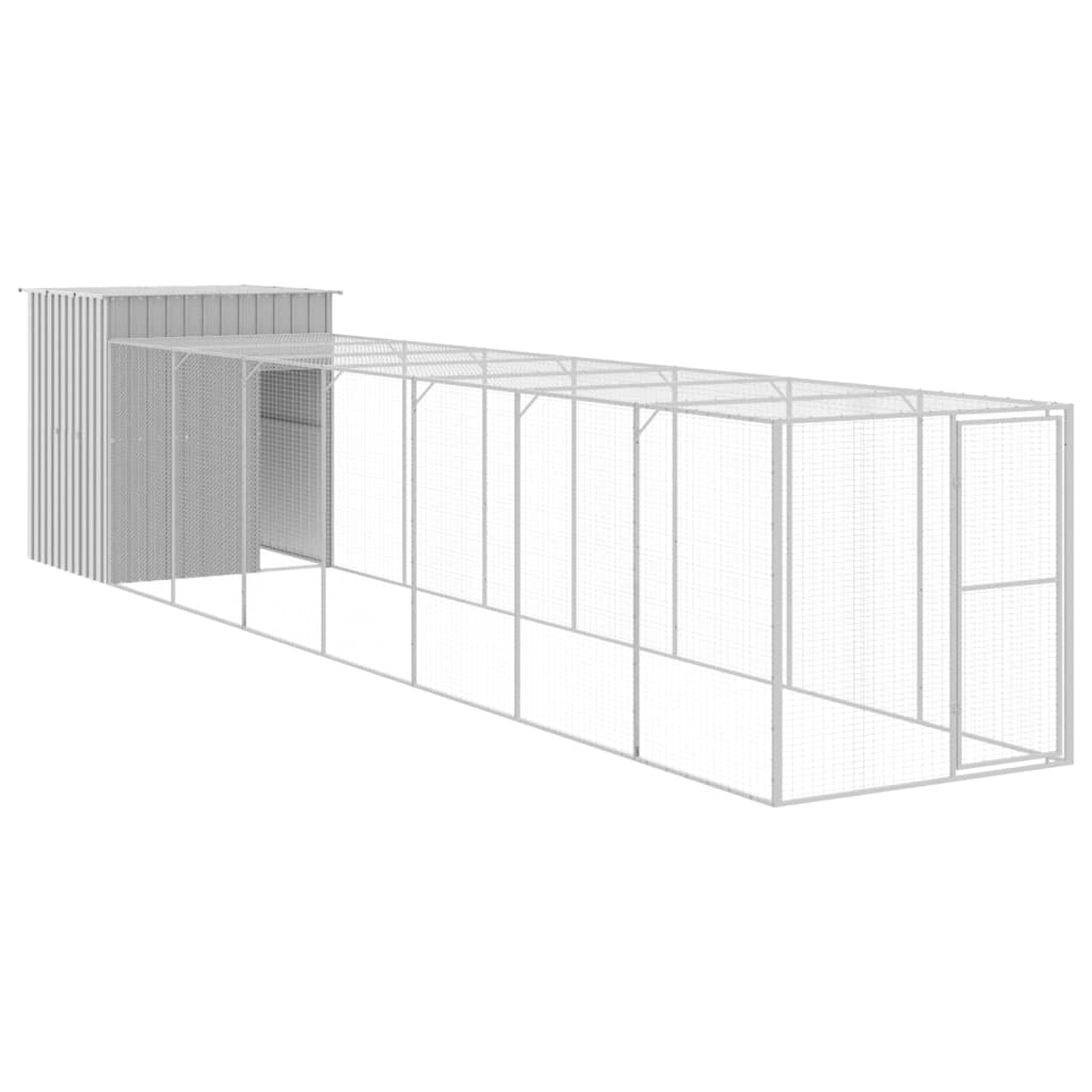 Vidaxl Chicken coop with run 165x863x181 cm galvanized steel gray